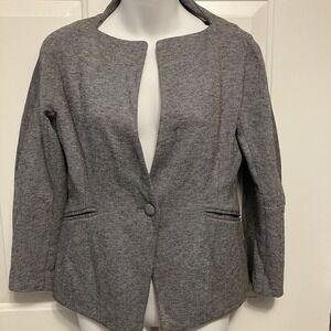 MM Lafleur New York Blazer Women's Long Sleeve Size 6 Button  Black Tweed Jacket